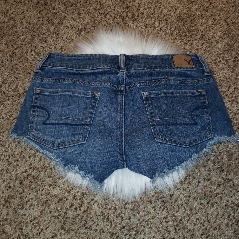 Rose Embroidered Frayed Hem Shorts - Picture 5 of 5